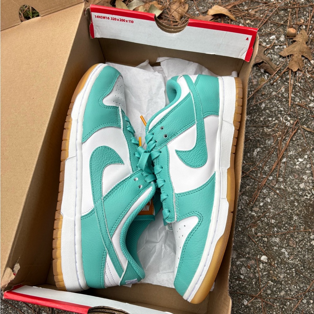 Nike Dunk Low in White and Teal